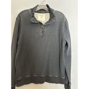 Fossil 54 Men's Pullover 1/4 Button Up Medium Gray Classic City Preppy Chic